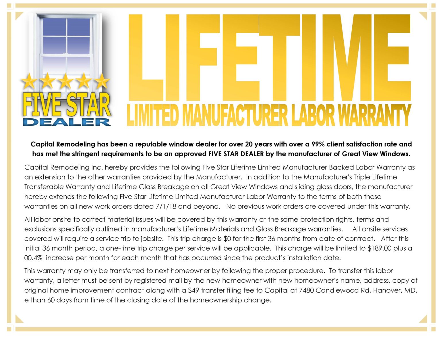 Window Warranty Capital Remodeling