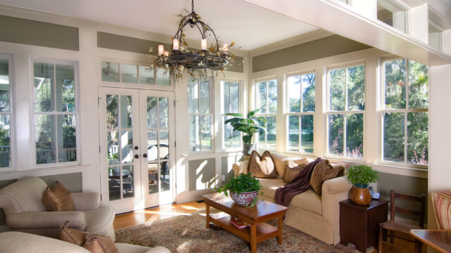 The beautiful sunroom has lots of natural light, thanks to the brand new replacement windows! replacement windows